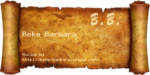 Beke Barbara névjegykártya